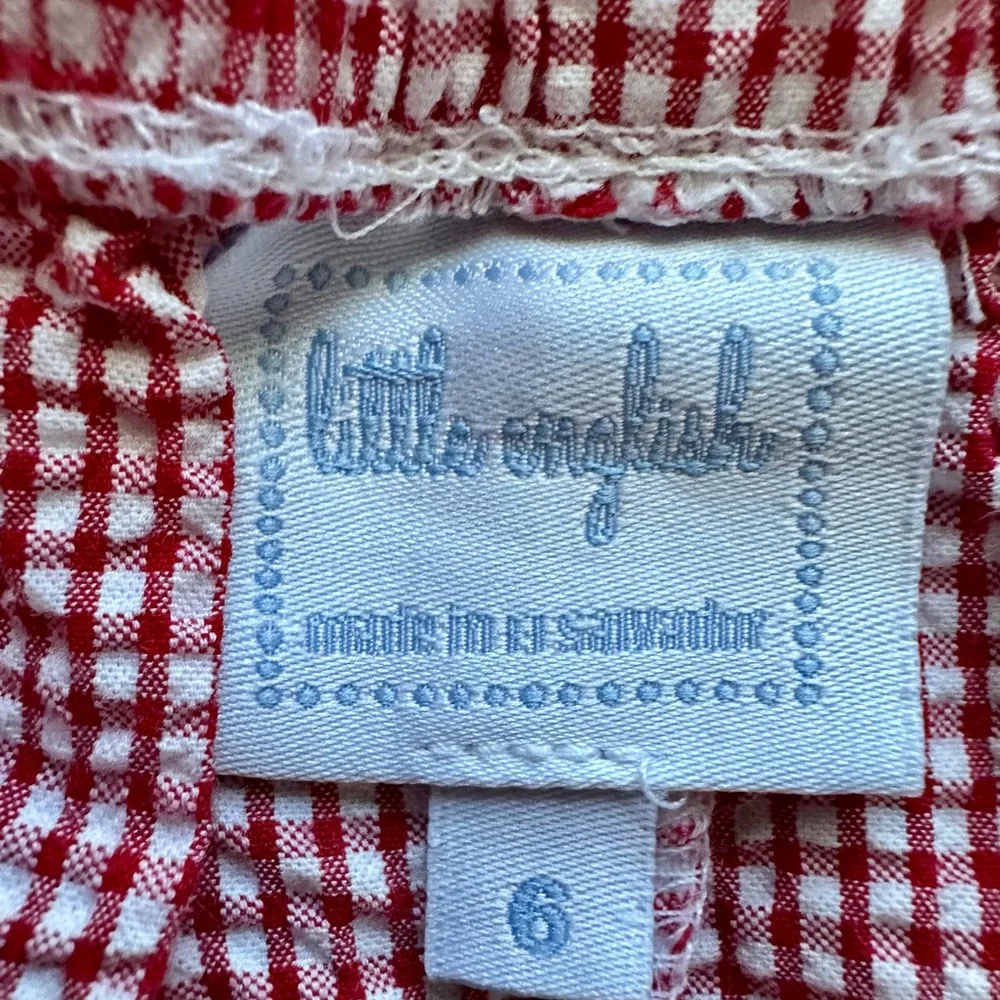 Little English Basic Red Gingham Seersucker Cotton Shorts 6